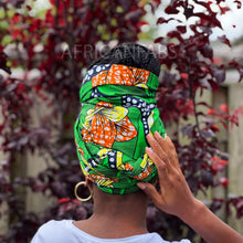 Load image into Gallery viewer, African Green flowers - headwrap
