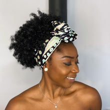 Afbeelding in Gallery-weergave laden, African headwrap - Black Green metallic bogolan
