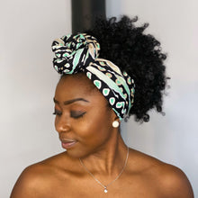 Afbeelding in Gallery-weergave laden, African headwrap - Black Green metallic bogolan
