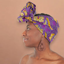 Lade das Bild in den Galerie-Viewer, African headwrap - Purple / yellow
