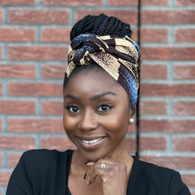 Load image into Gallery viewer, African Blue / beige Galaxy / headwrap
