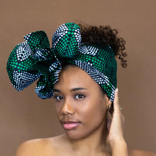 Load image into Gallery viewer, African Green diamonds headwrap

