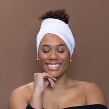 Load image into Gallery viewer, White Headwrap - Stretchy Jersey Fabric Turban

