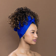 Charger l&#39;image dans la galerie, Headwrap Bleu - Turban en Tissu Jersey Extensible
