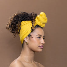 Afbeelding in Gallery-weergave laden, Okergele Headwrap - Stretchy Jersey Stof Tulband
