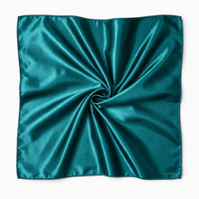 Charger l'image dans la galerie, Teal Satin Square Scarf / Bandana / Headwrap 90 x 90 cm
