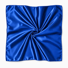 Afbeelding in Gallery-weergave laden, Blue Satin Square Scarf / Bandana / Headwrap 90 x 90 cm
