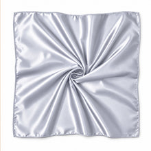 Lade das Bild in den Galerie-Viewer, Silver Satin Square Scarf / Bandana / Headwrap 90 x 90 cm
