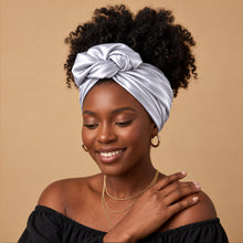 Lade das Bild in den Galerie-Viewer, Silver Satin Square Scarf / Bandana / Headwrap 90 x 90 cm
