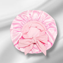 Load image into Gallery viewer, Pink Satin Hair Bonnet with Tie Straps (Kids / Children&#39;s size 3-7 years) ( Satin Night sleep cap)
