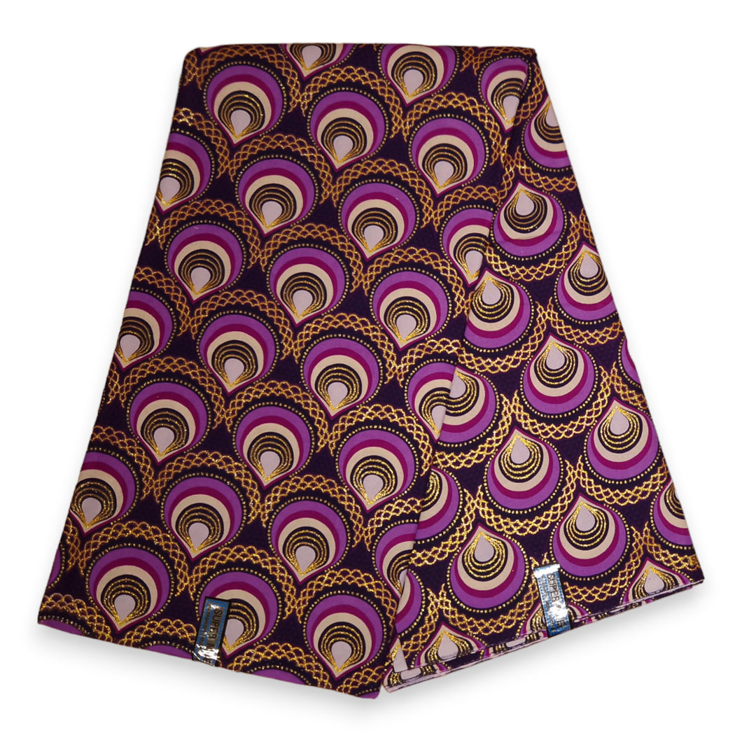 6 Yards - African print fabric - Exclusive Embellished Glitter effects 100% cotton -  KT-3076 Gold Purple