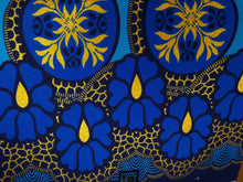 Charger l&#39;image dans la galerie, 6 Yards - Tissu imprimé africain - Effets pailletés embellis exclusifs 100% coton - KT-3080 Bleu Or
