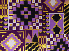 Lade das Bild in den Galerie-Viewer, 6 Yards – Afrikanischer Druckstoff – Exklusive verzierte Glitzereffekte, 100 % Baumwolle – KT-3086 Kente Gold Purple
