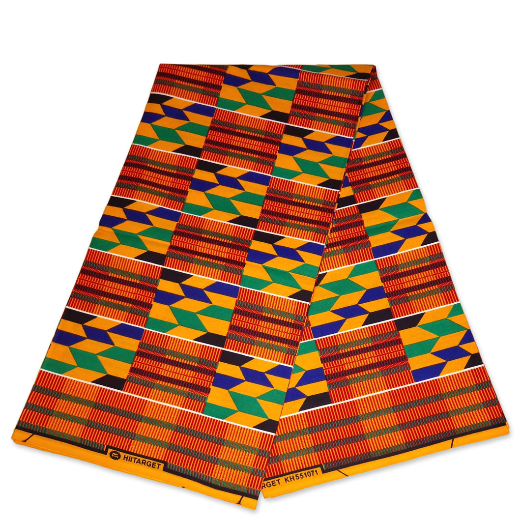 6 Yards - African kente print fabric / KENTE Ghana wax cloth KT-3088 - 100% Cotton