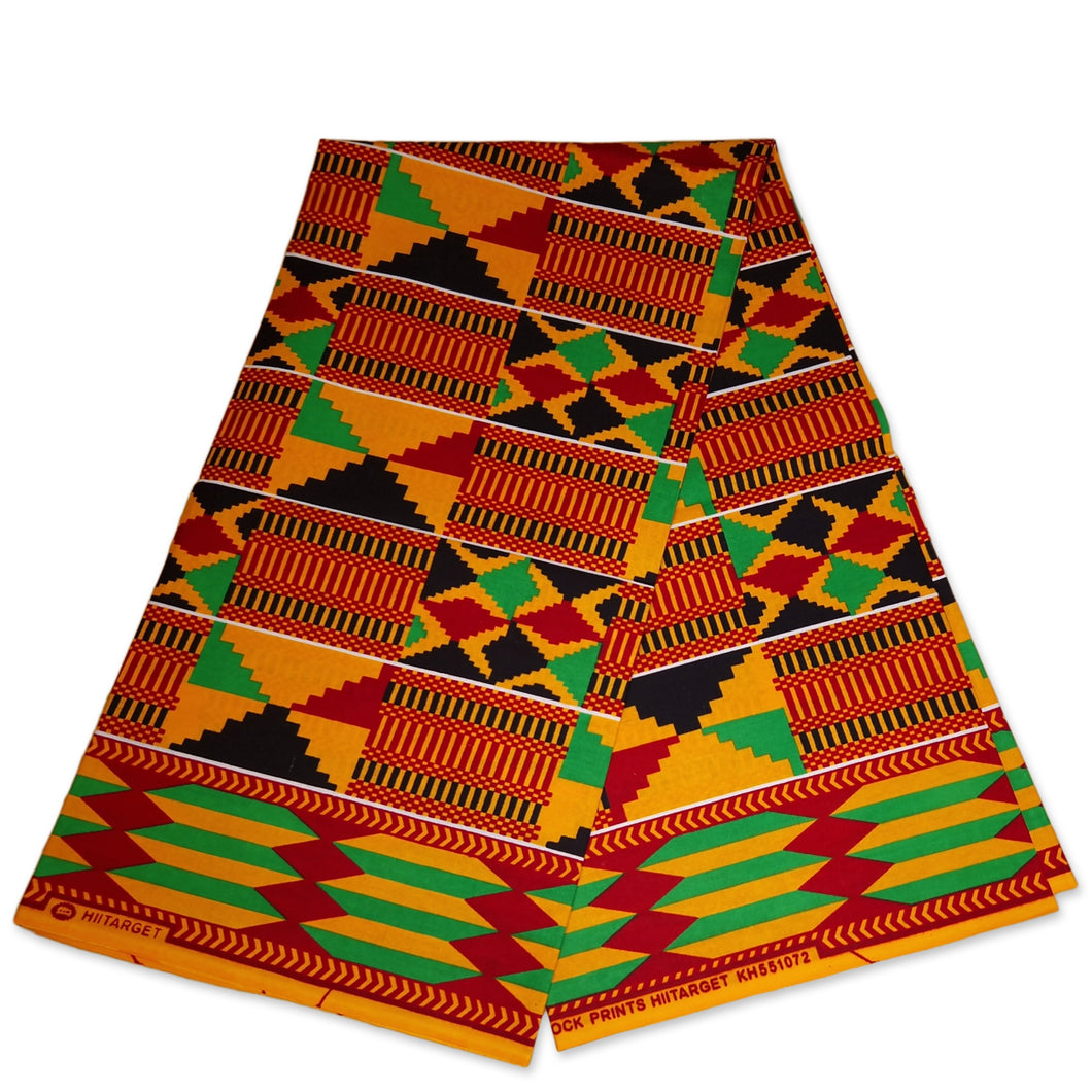 6 Yards - African kente print fabric / KENTE Ghana wax cloth KT-3091 - 100% Cotton