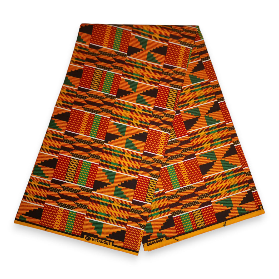 6 Yards - African kente print fabric / KENTE Ghana wax cloth KT-3092 - 100% Cotton