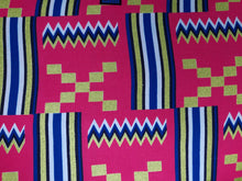 Charger l&#39;image dans la galerie, 6 Yards - Tissu imprimé africain - Effets pailletés embellis exclusifs 100% coton - KT-3096 Kente Gold Pink
