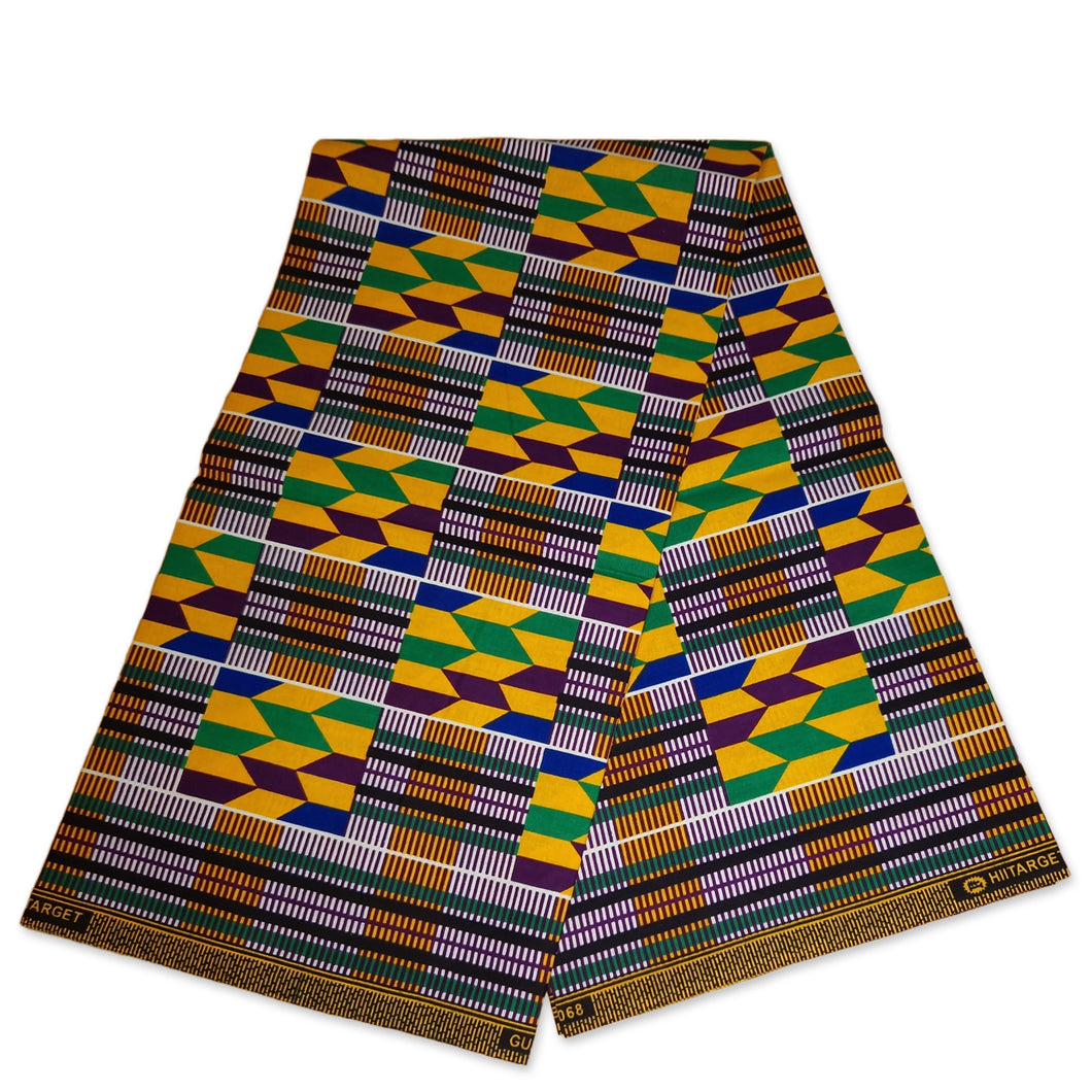 6 Yards - African kente print fabric / KENTE Ghana wax cloth KT-3109 - 100% Cotton