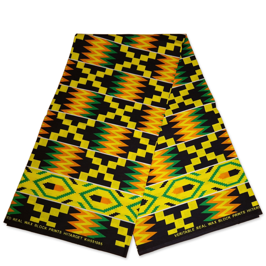 6 Yards - African kente print fabric / KENTE Ghana wax cloth KT-3111 - 100% Cotton