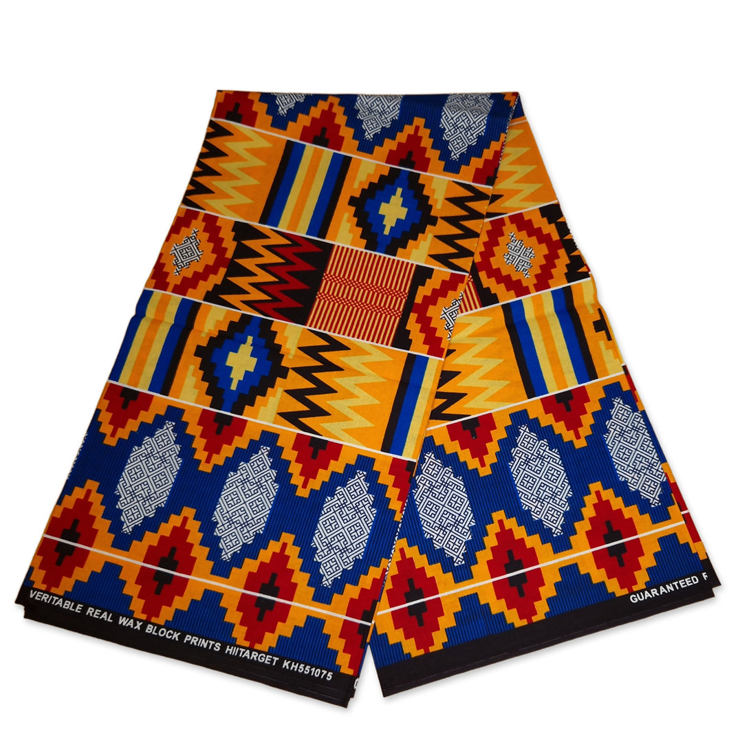 6 Yards - African kente print fabric / KENTE Ghana wax cloth KT-3114 - 100% Cotton