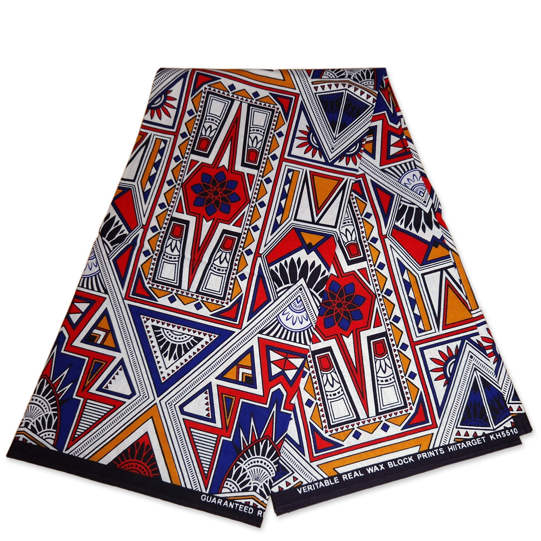 6 Yards - African kente print fabric / KENTE Ghana wax cloth KT-3115 - 100% Cotton