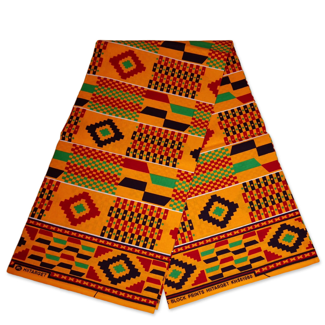 6 Yards - African kente print fabric / KENTE Ghana wax cloth KT-3117 - 100% Cotton