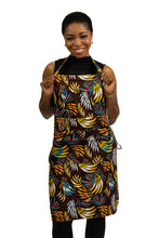 Load image into Gallery viewer, African print Apron - Multicolor Feathers
