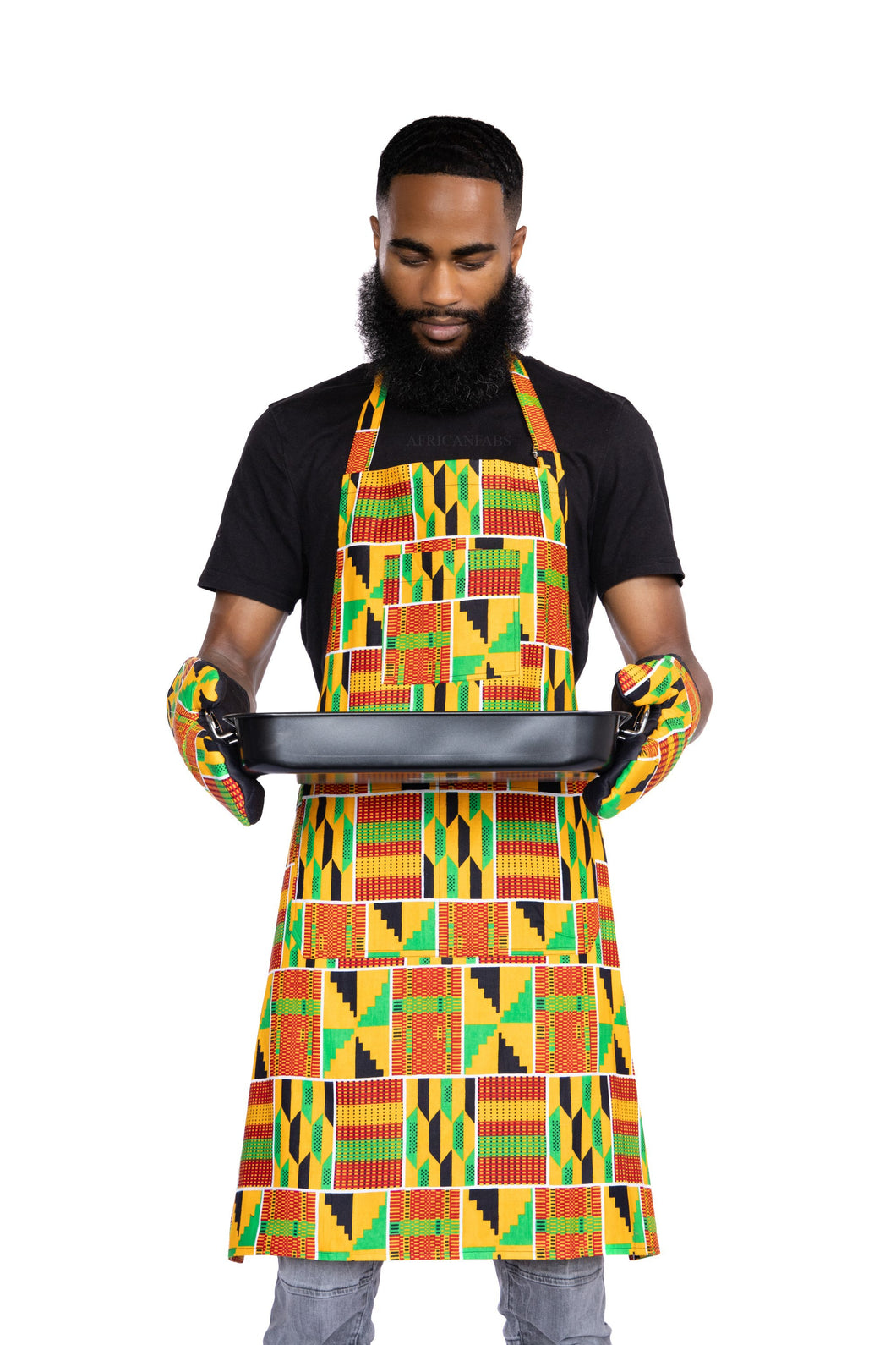 African print Apron- Orange kente