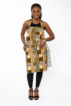 Load image into Gallery viewer, African print Apron - Khaki Bogolan Mosaic
