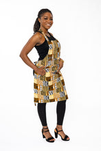 Load image into Gallery viewer, African print Apron - Khaki Bogolan Mosaic
