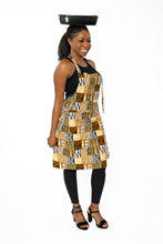 Load image into Gallery viewer, African print Apron - Khaki Bogolan Mosaic
