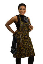 Load image into Gallery viewer, African print Apron - Black / Yellow X Bogolan
