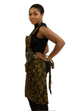 Load image into Gallery viewer, African print Apron - Black / Yellow X Bogolan
