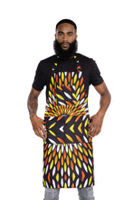 Load image into Gallery viewer, African print Apron - Black / Yellow sunburst
