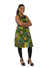 Load image into Gallery viewer, African print Apron - Green Yellow Botanical Flow
