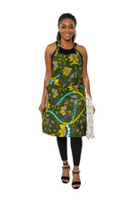 Load image into Gallery viewer, African print Apron - Green Yellow Botanical Flow
