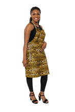 Load image into Gallery viewer, African print Apron - Yellow Black Ndop Cameroon
