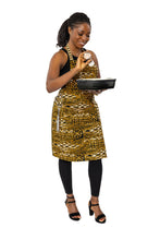Load image into Gallery viewer, African print Apron - Yellow Black Ndop Cameroon
