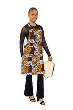 Load image into Gallery viewer, African print Apron - Brown Yellow Kuba Blocks Congo
