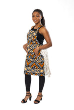 Load image into Gallery viewer, African print Apron - Brown Beige Bogolan
