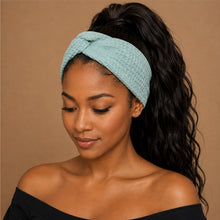 Load image into Gallery viewer, Flexible Metal Wire Headband - Light blue Waffle fabric
