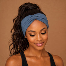 Load image into Gallery viewer, Flexible Metal Wire Headband - Blue Bamboo Fine ribbon
