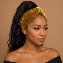 Load image into Gallery viewer, Flexible Metal Wire Headband - Mustard Velvet
