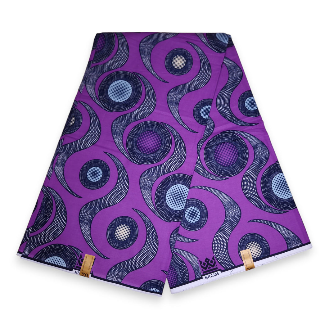 6 Yards - African Wax print fabric - Purple