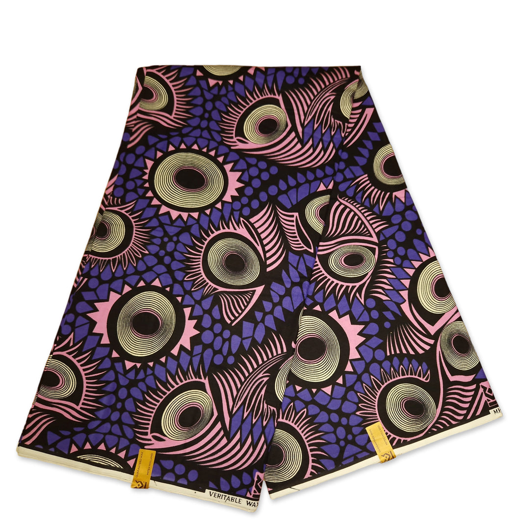 6 Yards - African Wax print fabric - Purple / Pink form