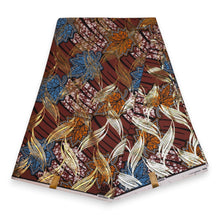 Load image into Gallery viewer, 6 Yards - African Wax print fabric - Brown Gold Autumn Leaf - 100% cotton
