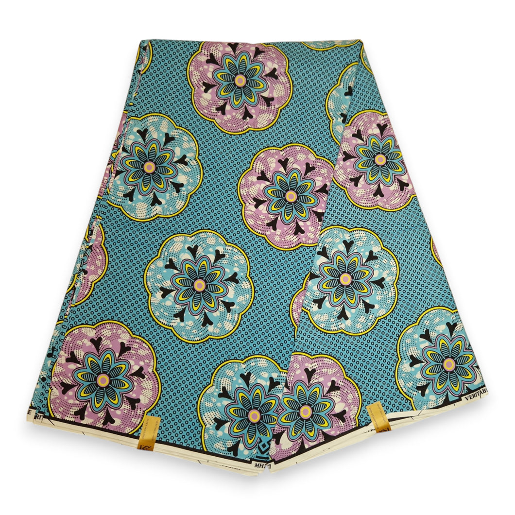 6 Yards - Afrikanischer Wax-Druckstoff - Rosa Schleifen