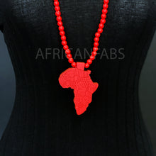 Afbeelding in Gallery-weergave laden, Houten kralenketting / ketting / hanger - Afrikaans continent - Rood
