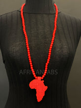 Afbeelding in Gallery-weergave laden, Houten kralenketting / ketting / hanger - Afrikaans continent - Rood
