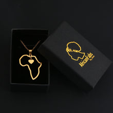 Load image into Gallery viewer, 18k Real Gold Plated Africa Necklace / pendant - Africa map - African continent with heart
